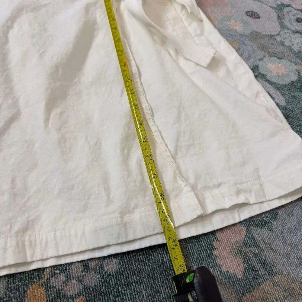 A.L.C. Sidelle white ruffle sleeve wrap dress 10 linen stretch V-neck mini Short - Picture 13 of 16